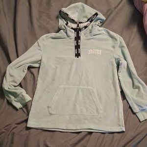 Justice Mint Green Hoodie with Black and White Accents SILK